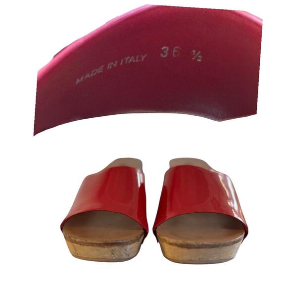 2000's VTG. authentic Miu Miu red leather platform slides sandals sz. 6- 6.5 euc - Picture 7 of 8